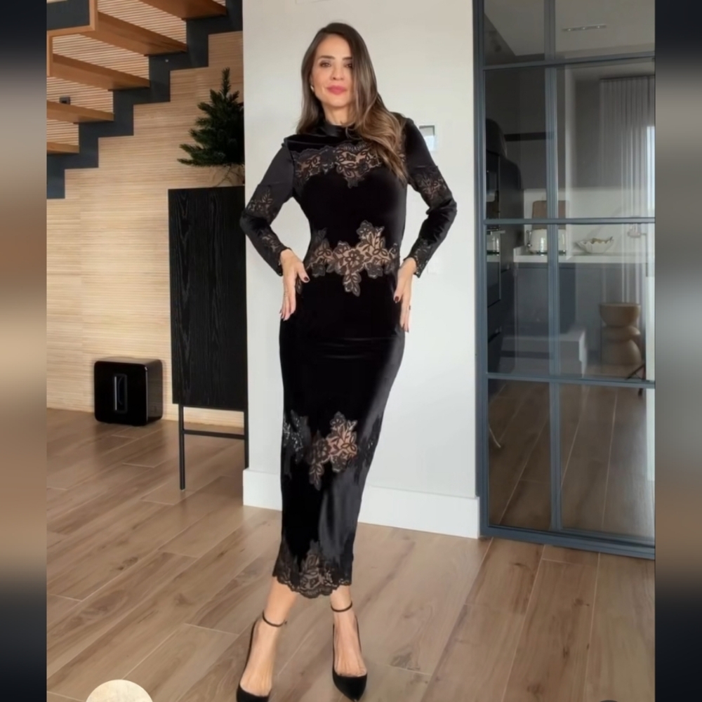 Zara Velvet Lace Dress - Picture 12 of 15